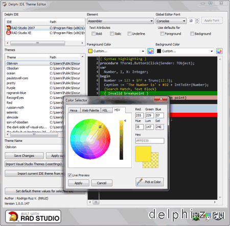 Delphi IDE Theme Editor v1.1.21.5